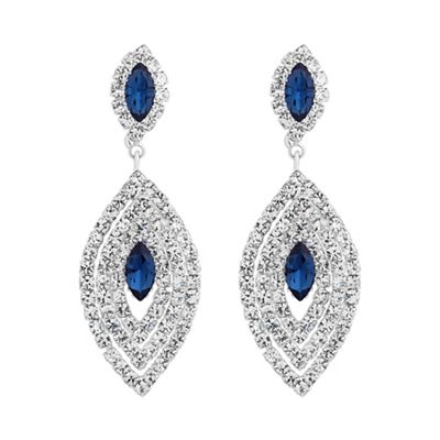 Blue crystal multi navette drop earring